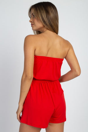 Shayla Coral Strapless Romper